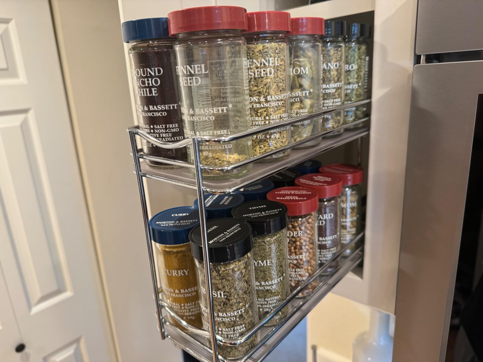 LYNK PROFESSIONAL® Pull Out Spice Organization for Cabinets - 4-3/8 inch Wide – Spice Rack for Inside Cabinets, Slide Out Spice Rack Organizer for cabinet – Pull Out Spice Rack, Sliding 1 Tier Chrome customer photo 1