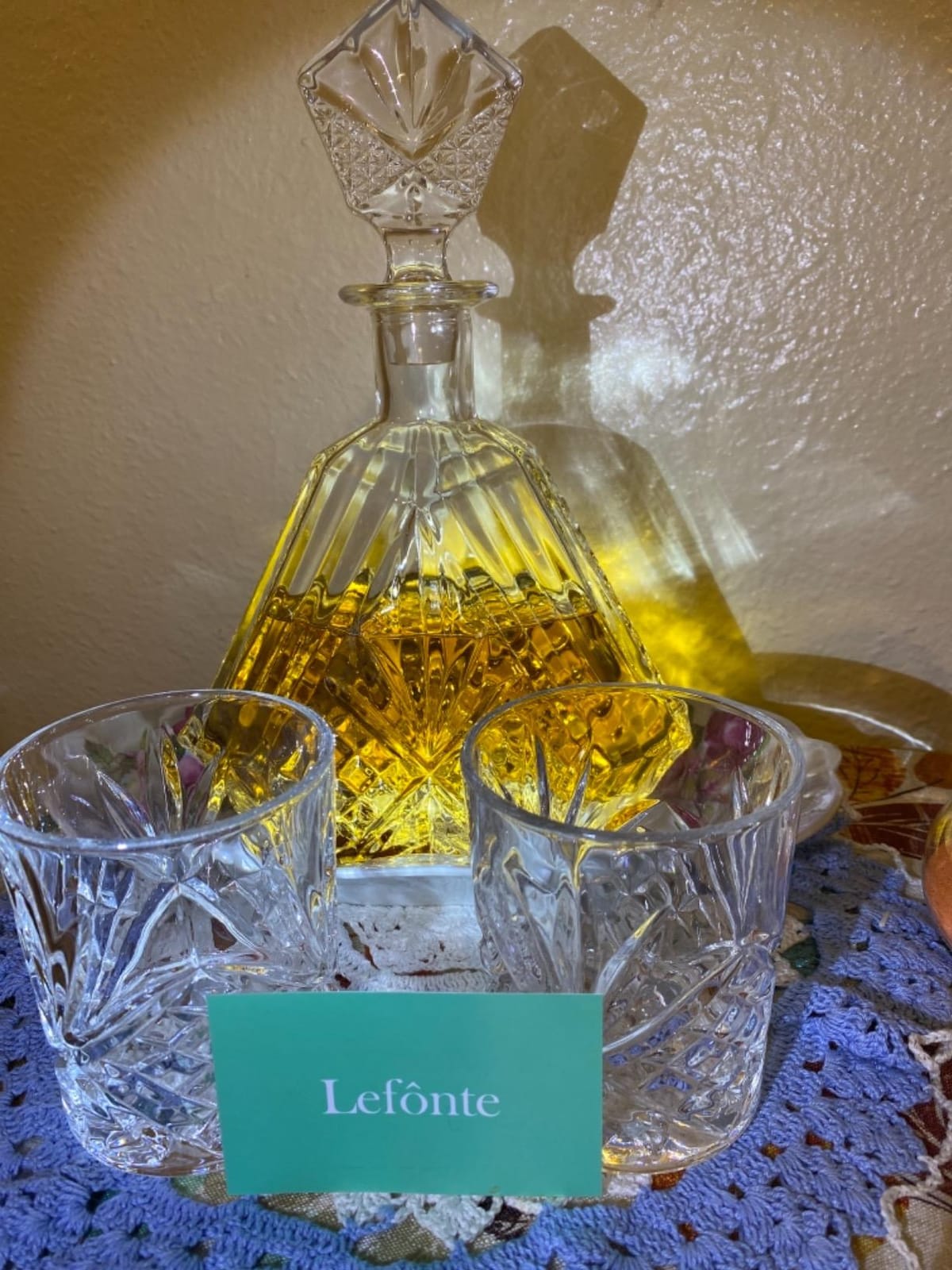Whiskey Decanter Set with 2 Old Fashioned Whisky Glasses for Liquor Scotch Bourbon or Wine - Irish Cut Triangular Clear customer photo 2