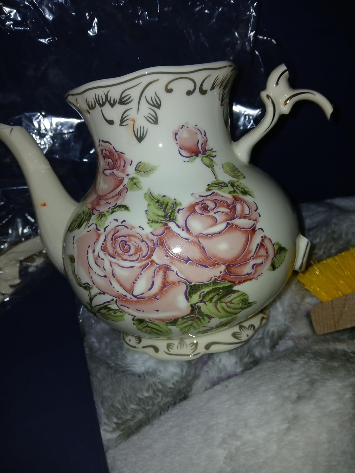 YOLIFE Porcelain Tea Set, Ivory Vintage Pink Rose Teaset customer photo 2