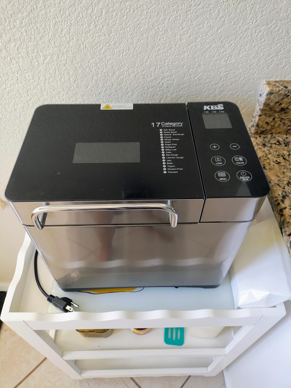 KBS Pro 710W 2.2LB Bread Maker, Stainless Steel 17-in-1 Smart Bread Machine with Healthy Ceramic Pan, Automatic Nut Dispenser, Tempered Glass Touch Panel, 3 Crust Colors, 15H Timer &Keep-Warm, Recipes customer photo 2