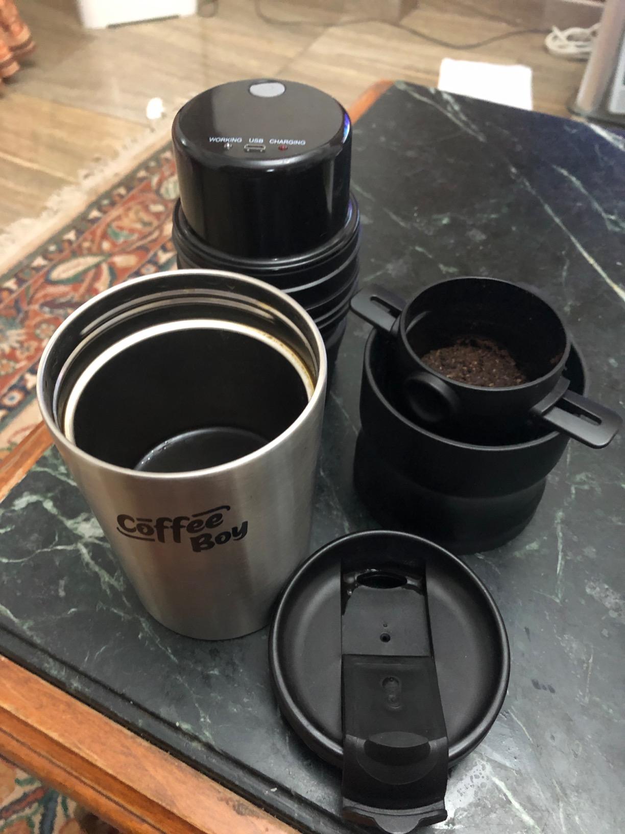 Equinox Coffee Boy All-in-One Portable Pour Over Coffee Maker, 14oz Silver customer photo 1