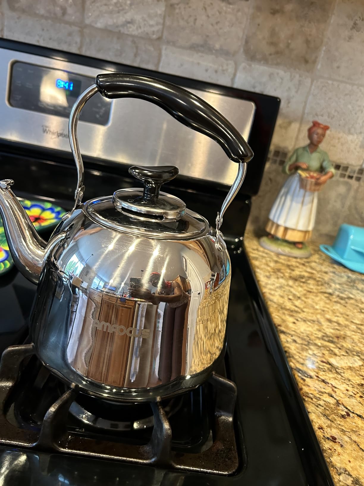AMFOCUS Whistling Tea Kettle 2Qt, Food-Grade Stainless Steel Teapot customer photo 2