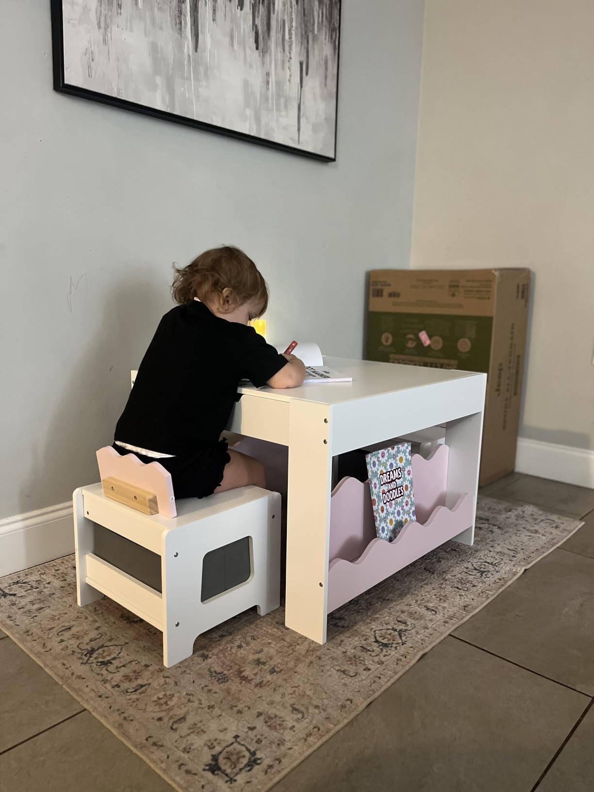 Costzon Kids Table and Chairs, 3 in 1 Art & Craft Toddler Table Set customer photo 1