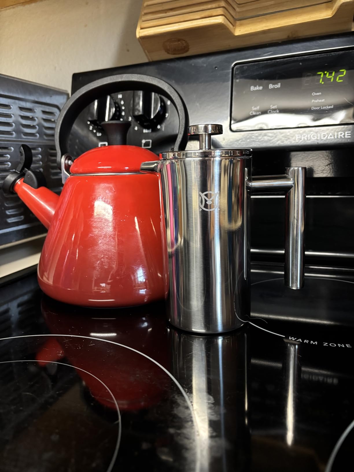 French Press Coffee Maker – Single Serve 1 Cup Small Stainless Steel Thermal Double Walled French Press 350ML/12OZ customer photo 1
