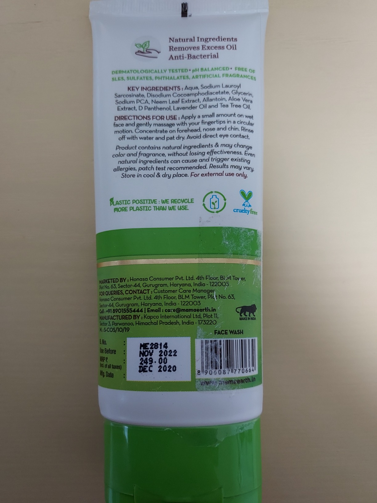 MAMAEARTH Tea Tree Oil Control Face Wash 3.38 Fl Oz (100ml) customer photo 2