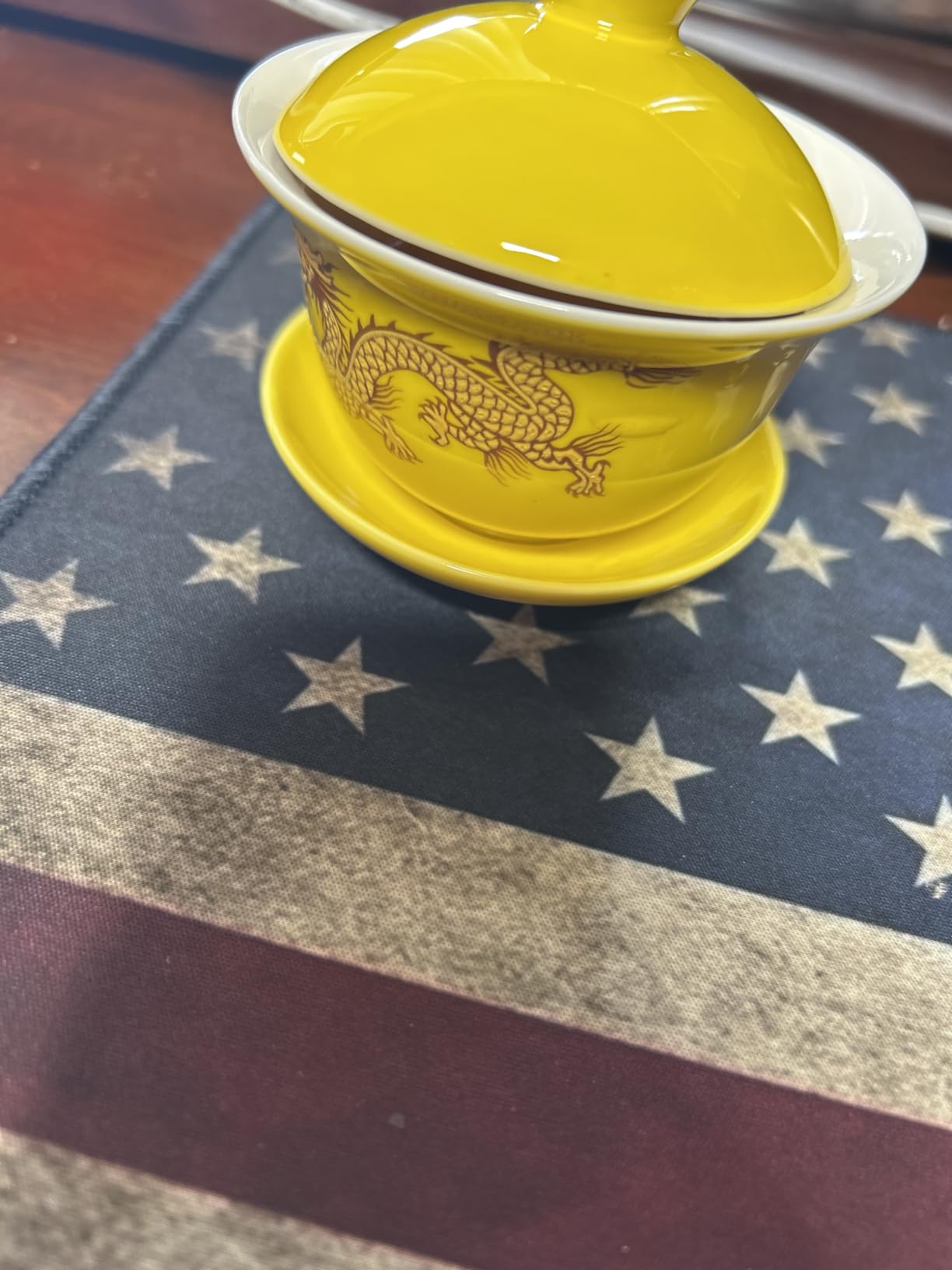 Ceramic Kung Fu Teacup, Chinese Gaiwan-Dragon (Red) customer photo 2