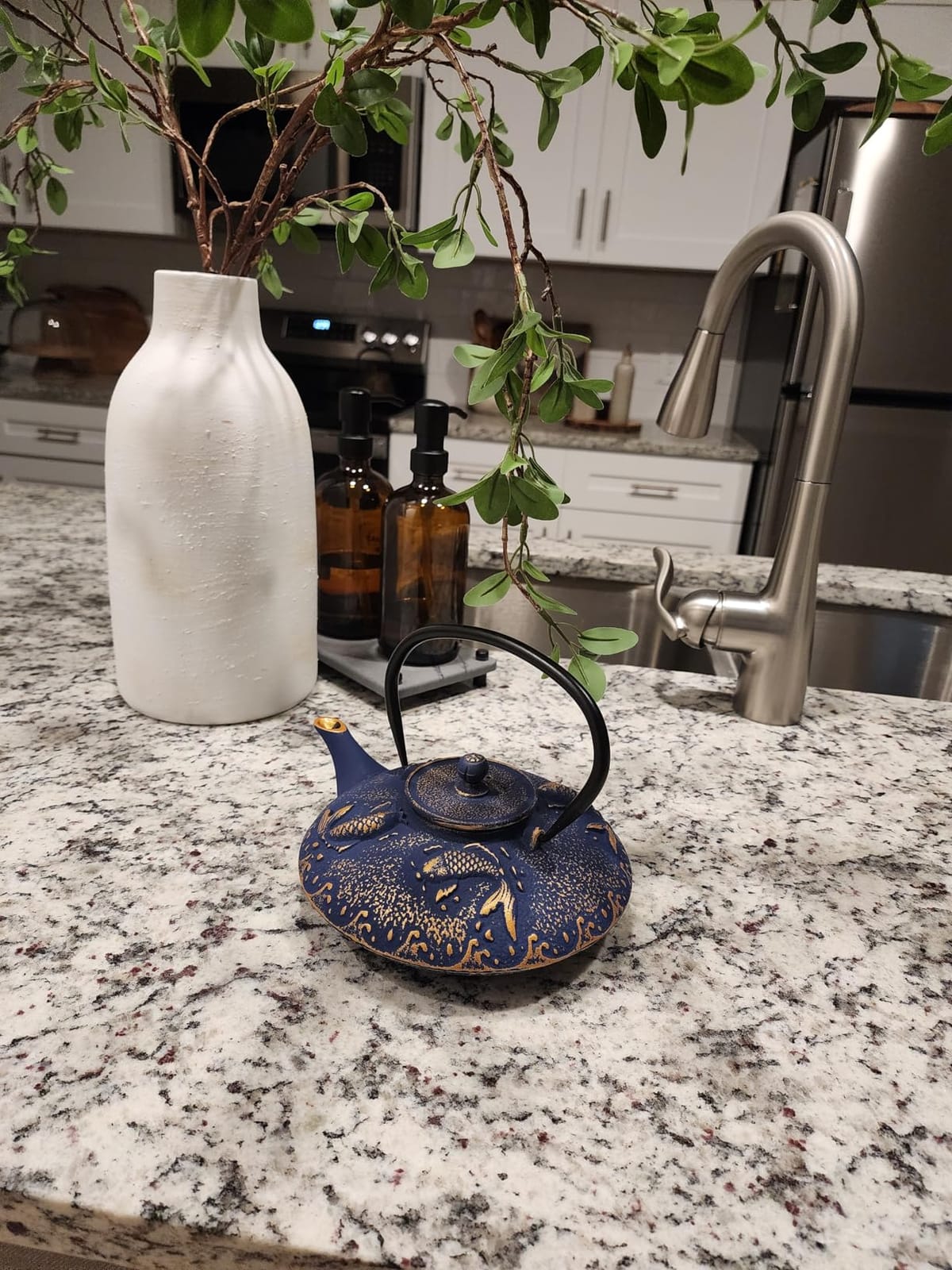 Red Koi Cast Iron Tea Set, 2 Cups, 2 Saucers, Infuser & Matching Trivet customer photo 1