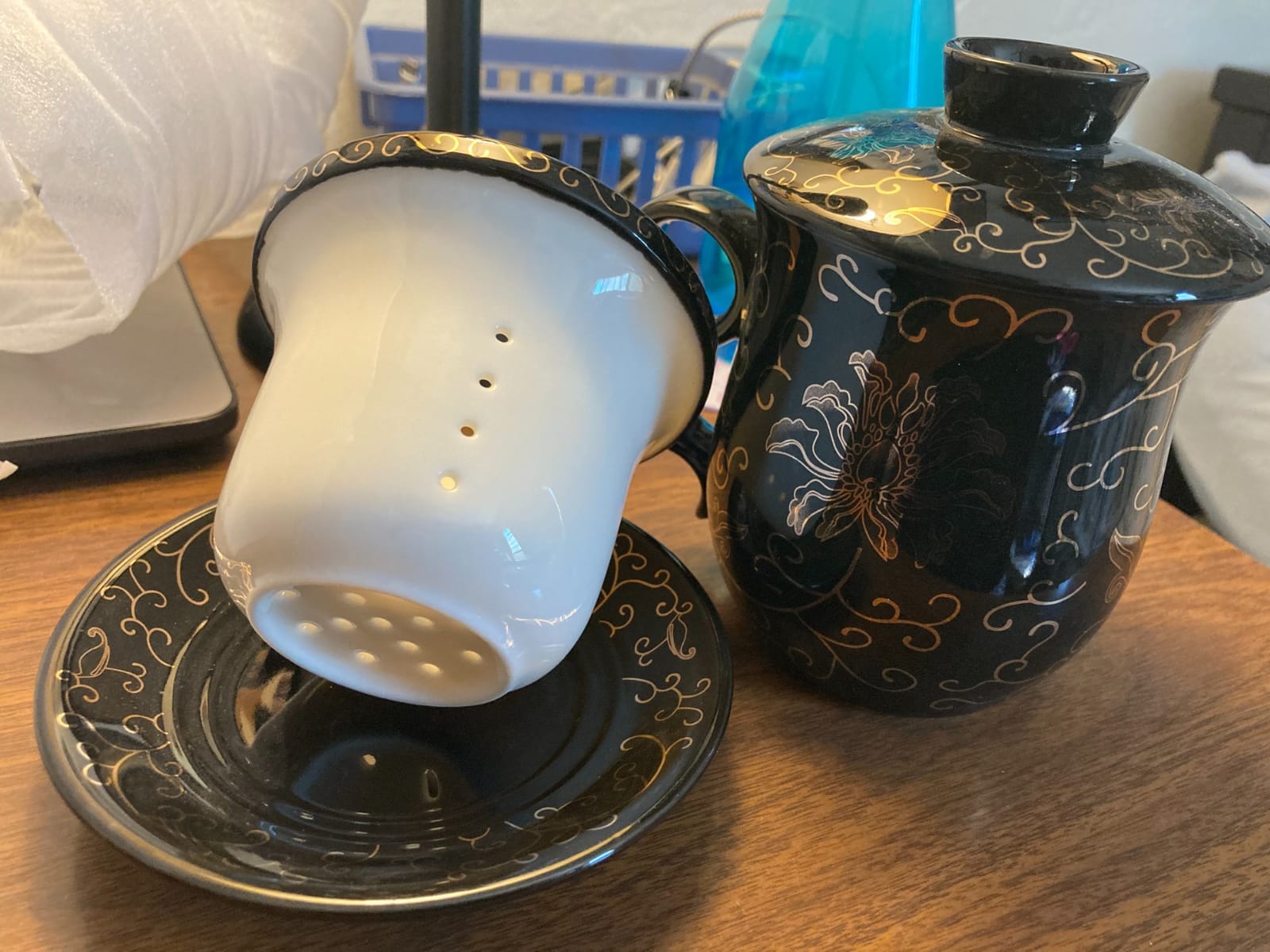 PLESIU Tea Talent Porcelain Tea Cup with Infuser Lid and Saucer Sets - Chinese Jingdezhen Ceramics Coffee Mug Teacup Loose Leaf Tea Brewing System for Home Office customer photo 2