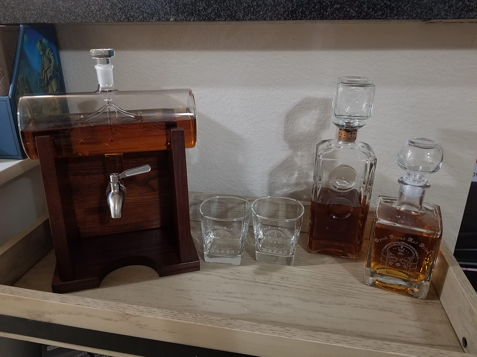 Jillmo Whiskey Decanter Set for Men, 1250ml, 2 Glasses & Wooden Stand customer photo 2