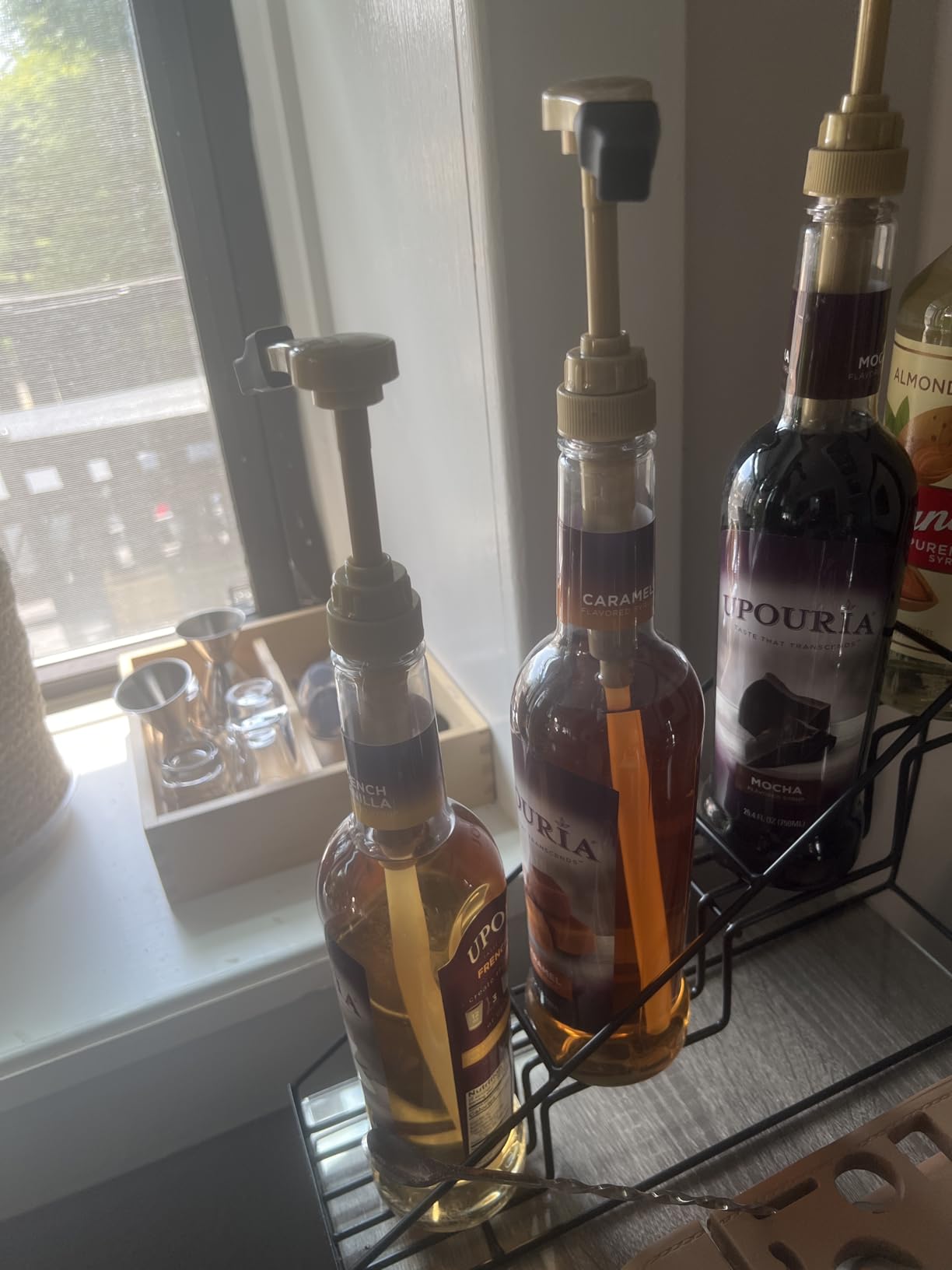 Sunny Sky Upouria Coffee Syrup Variety Pack - French Vanilla, Mocha, and Caramel Flavoring, 100% Vegan, Gluten Free, Kosher, 750 mL Bottle - 3 Coffee Syrup Pumps Included customer photo 1