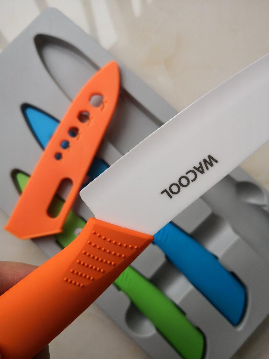 WACOOL Kitchen Ceramic Knife Set with Sheaths, include 3-Piece 6-inch Chef's Knife, 5-inch Utility Knife,4-inch Fruit Paring Knife (Colorful Handle) customer photo 2