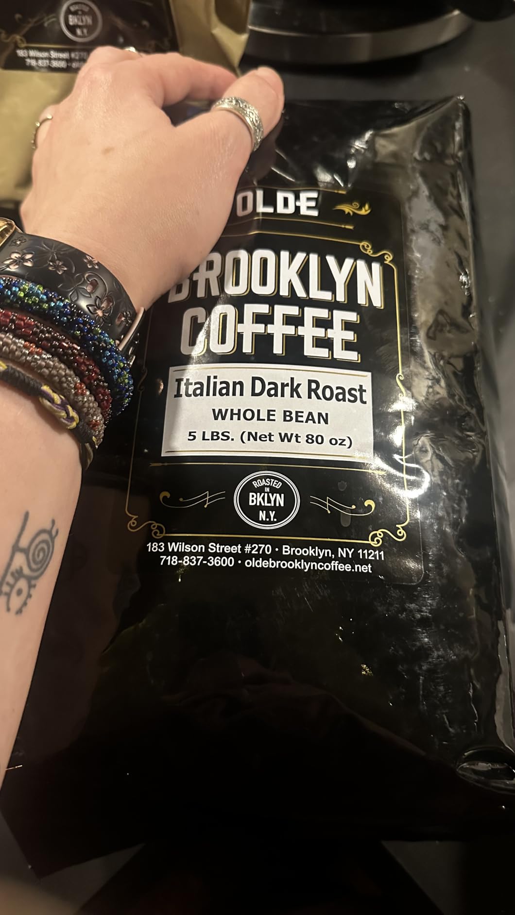 BROOKLYN COFFEE Whole Bean, Italian Dark Roast (2lb) Extra Strong, Delicious Taste, Heavenly Aroma - Fresh Bulk Coffee Beans Roasted Weekly in NYC customer photo 2