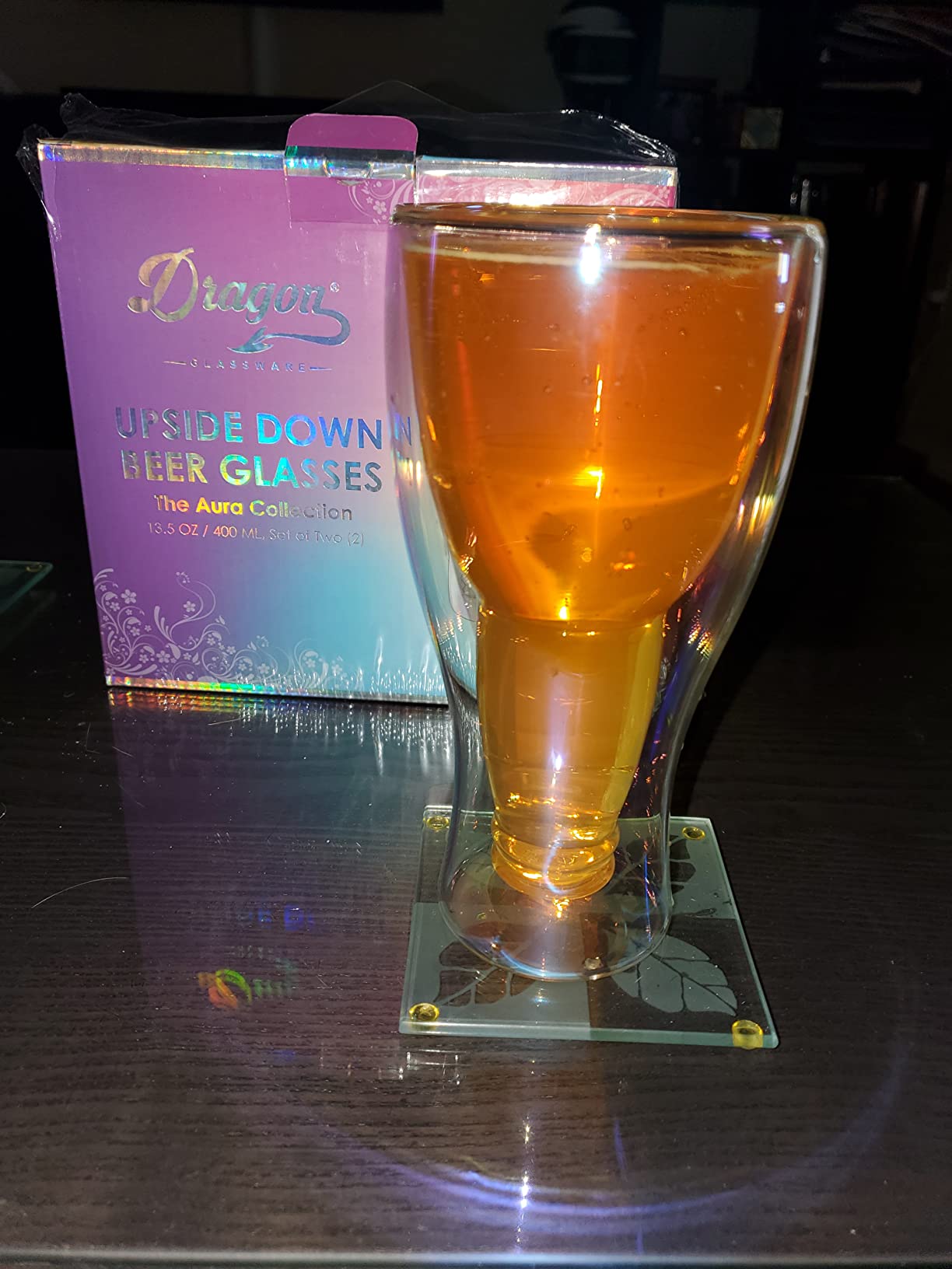 Dragon Glassware Upside Down Beer Glasses, 13.5 oz Set of 2 - Clear customer photo 1