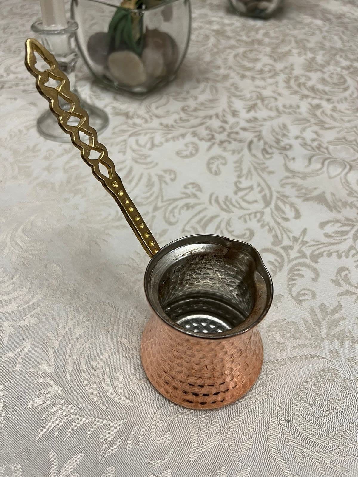 Volarium Turkish Coffee Pot, Greek Arabic Coffee Maker, Hammered Copper Coffee Cezve, Stove Top Coffee Maker (Large) customer photo 2
