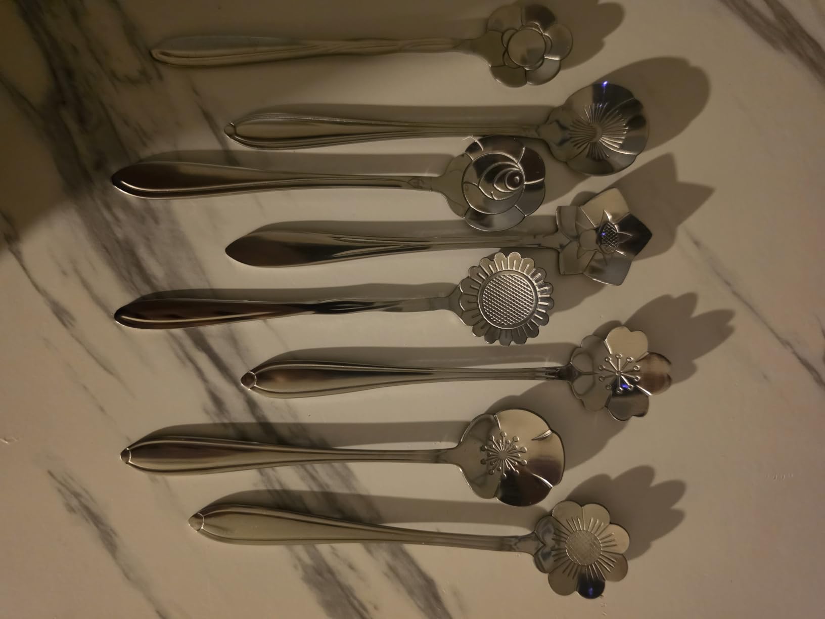 Chengu 8 Pcs Flower Coffee Tea Teaspoons Stainless Sugar Spoons ,Silver customer photo 2
