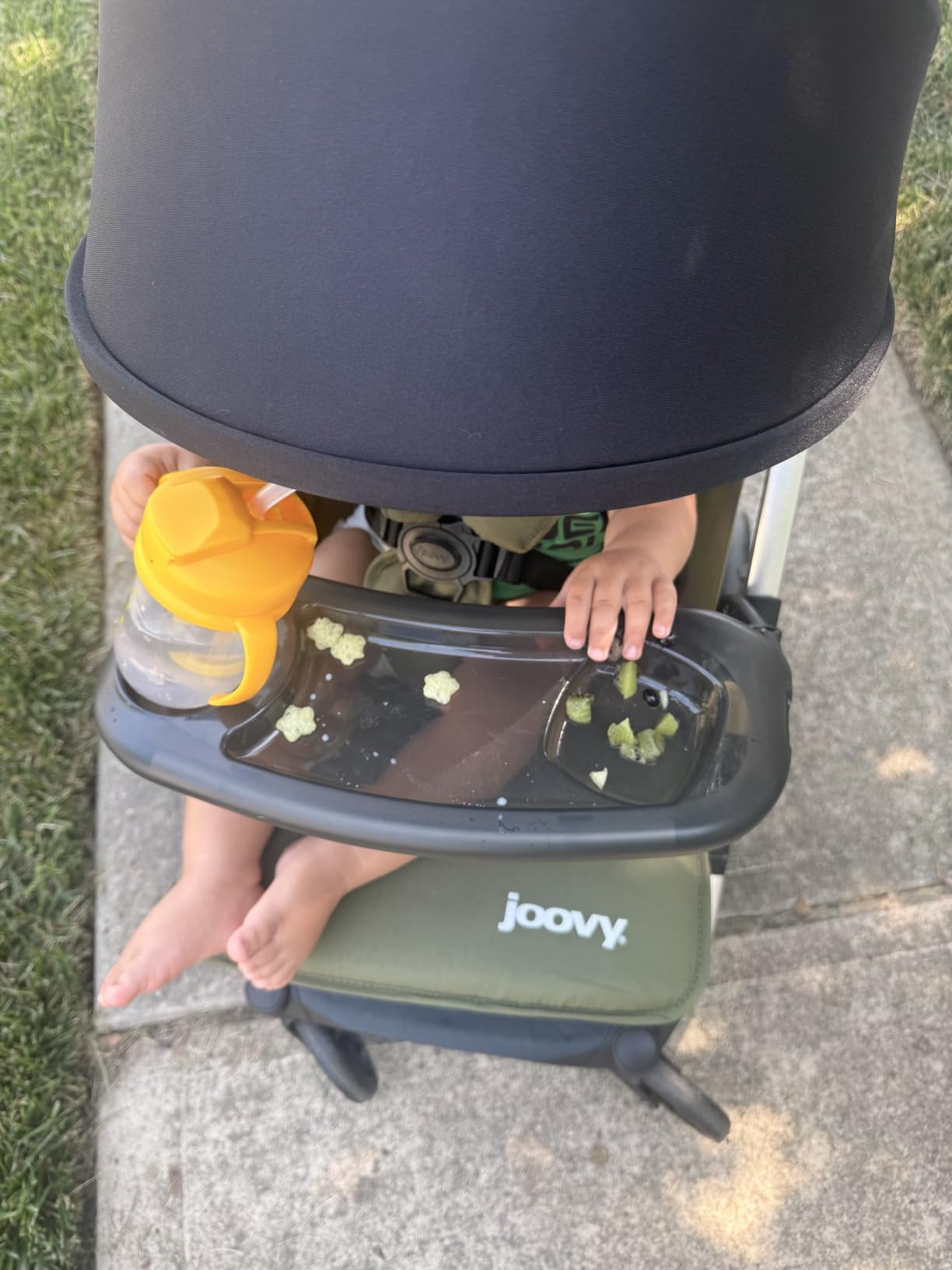 Joovy Kooper Lightweight Baby Stroller Featuring Removable, Swing-Open Tray, Big Wheels, Reclining Seat with Footrest, Extra-Large Retractable Canopy, and Compact Fold (Sand) customer photo 2