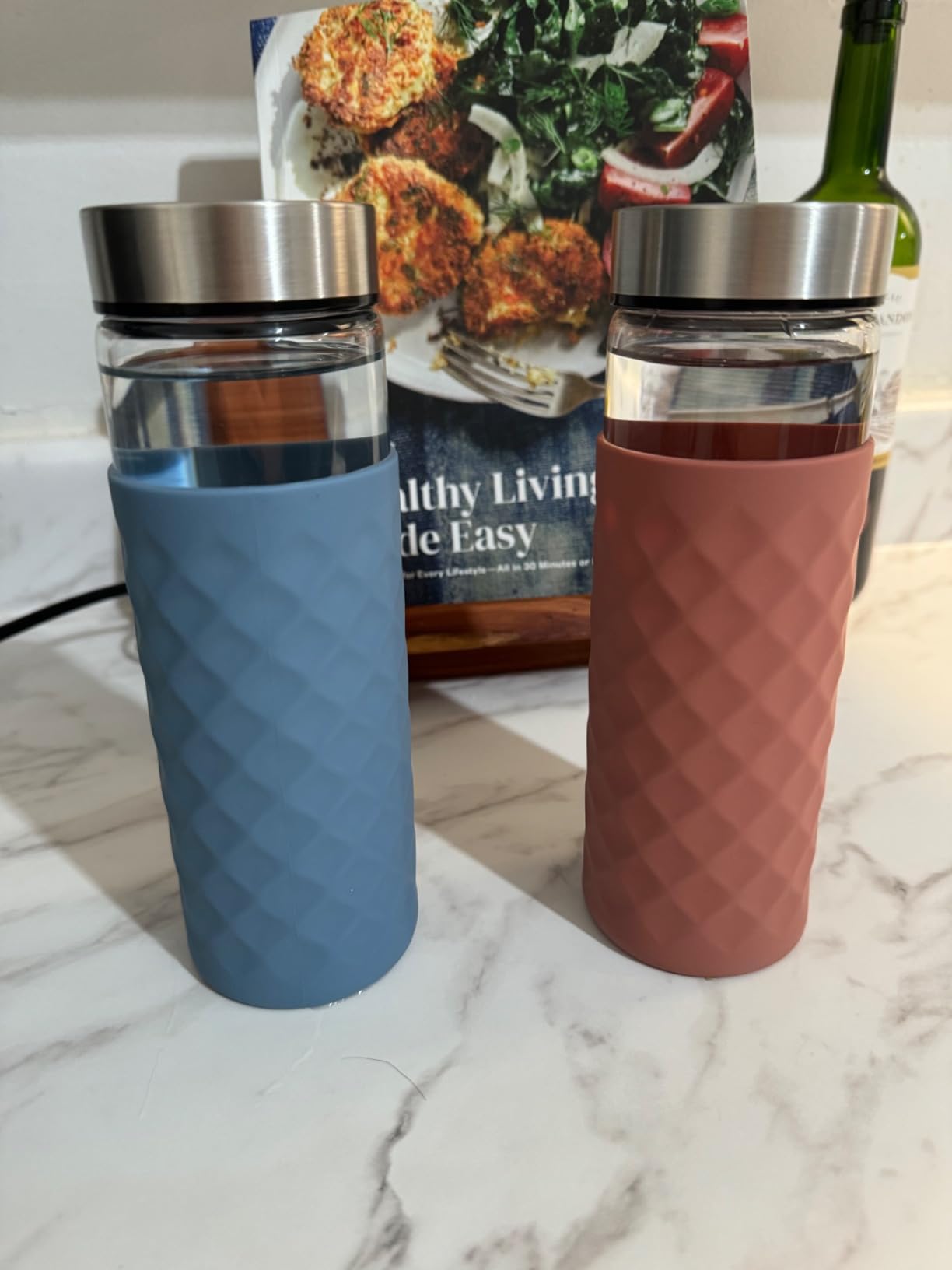Juice Bottles, Wide Mouth Glass Water Bottles & Stainless Steel Lids, 16oz customer photo 2
