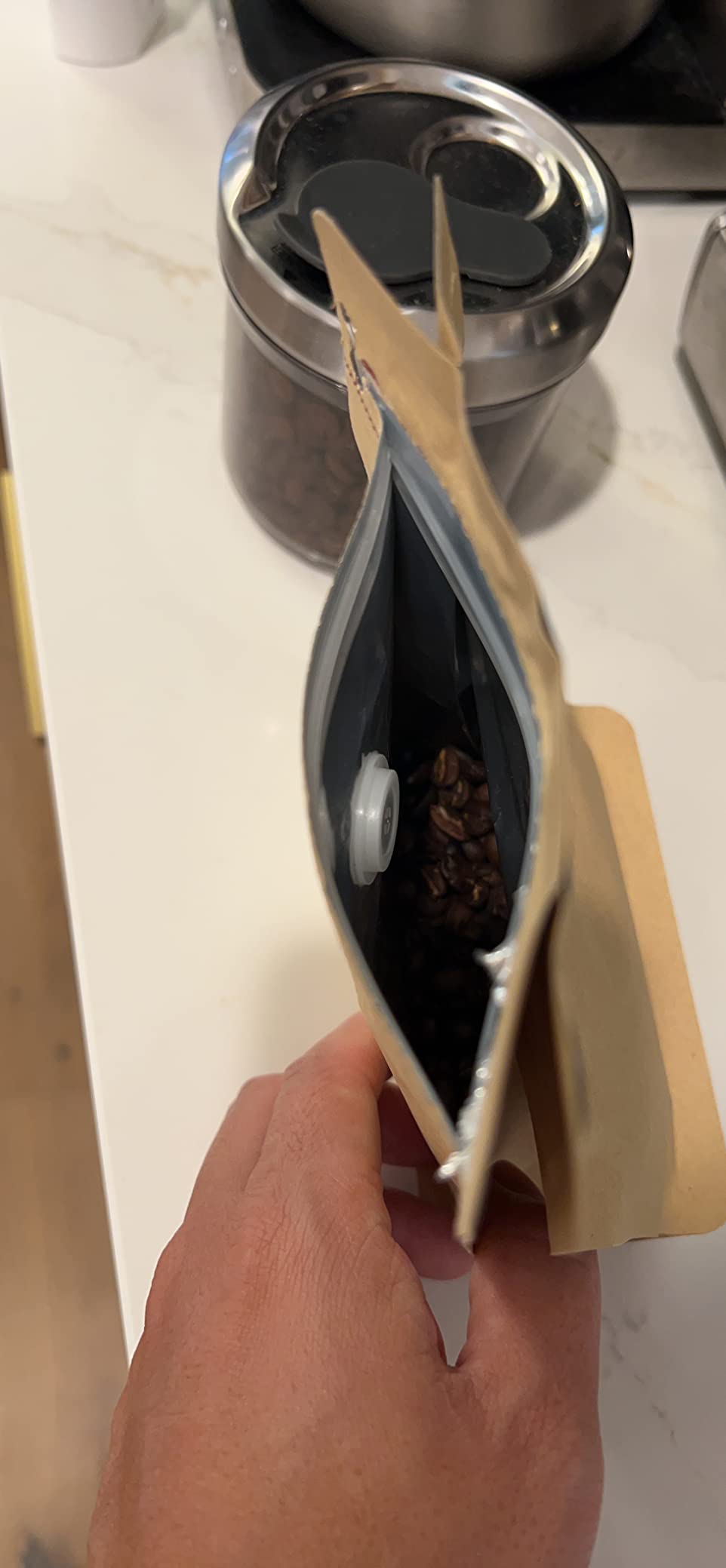 Coffee Bags 0.5 Lb - Kraft Paper Bags Kraft Coffee Bags with Valve,50Pcs Stand up Coffee Pouches for Coffee Bean Storage-8oz (50 Pieces) (0.5lb / 8oz) customer photo 2