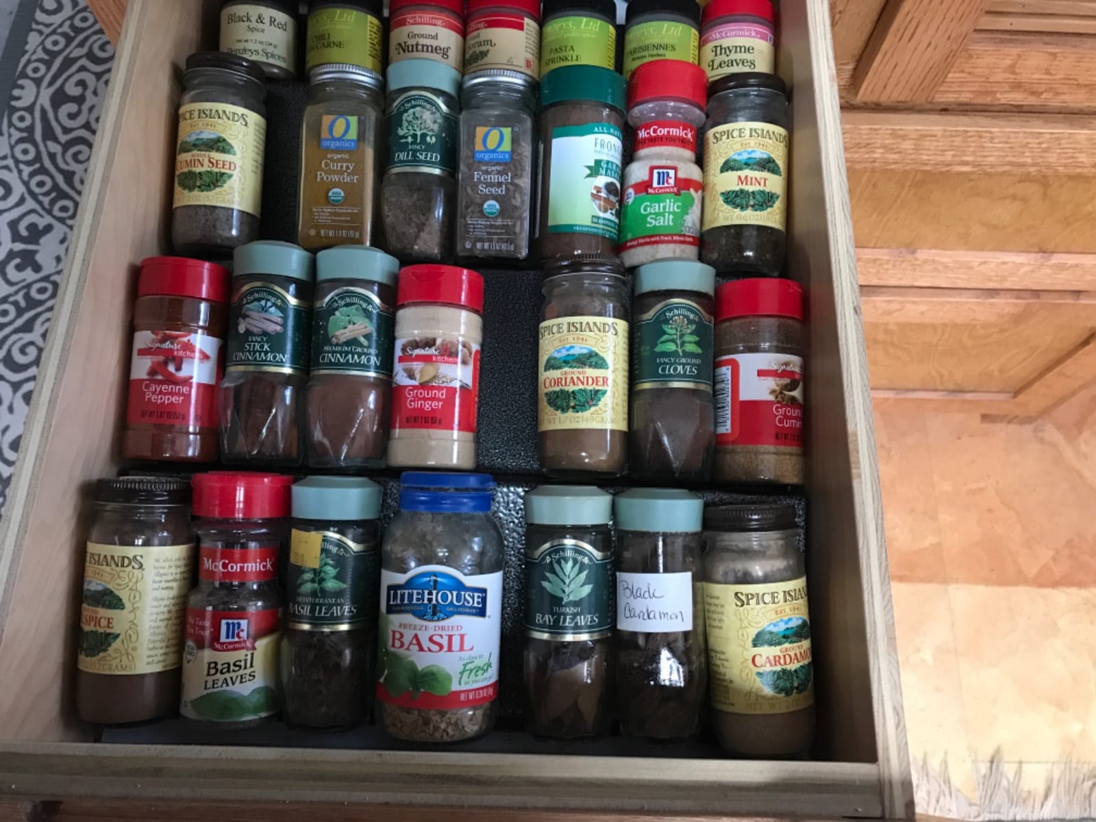 LYNK PROFESSIONAL Spice Drawer Organizer - Heavy Gauge Steel 4 Tier Rack - Drawer Insert Tray for Jars, Herbs and Seasoning - Kitchen Cabinet Storage - Silver Metallic, Large customer photo 2