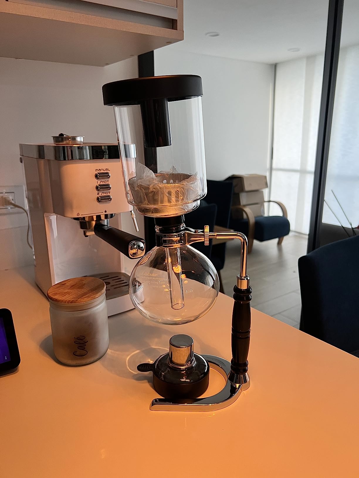 YUCHENGTECH Syphon Coffee Maker Tabletop Glass Siphon Pot Glass Technica Siphon Vacuum Coffee Maker(3 Cups(360ml)) customer photo 1