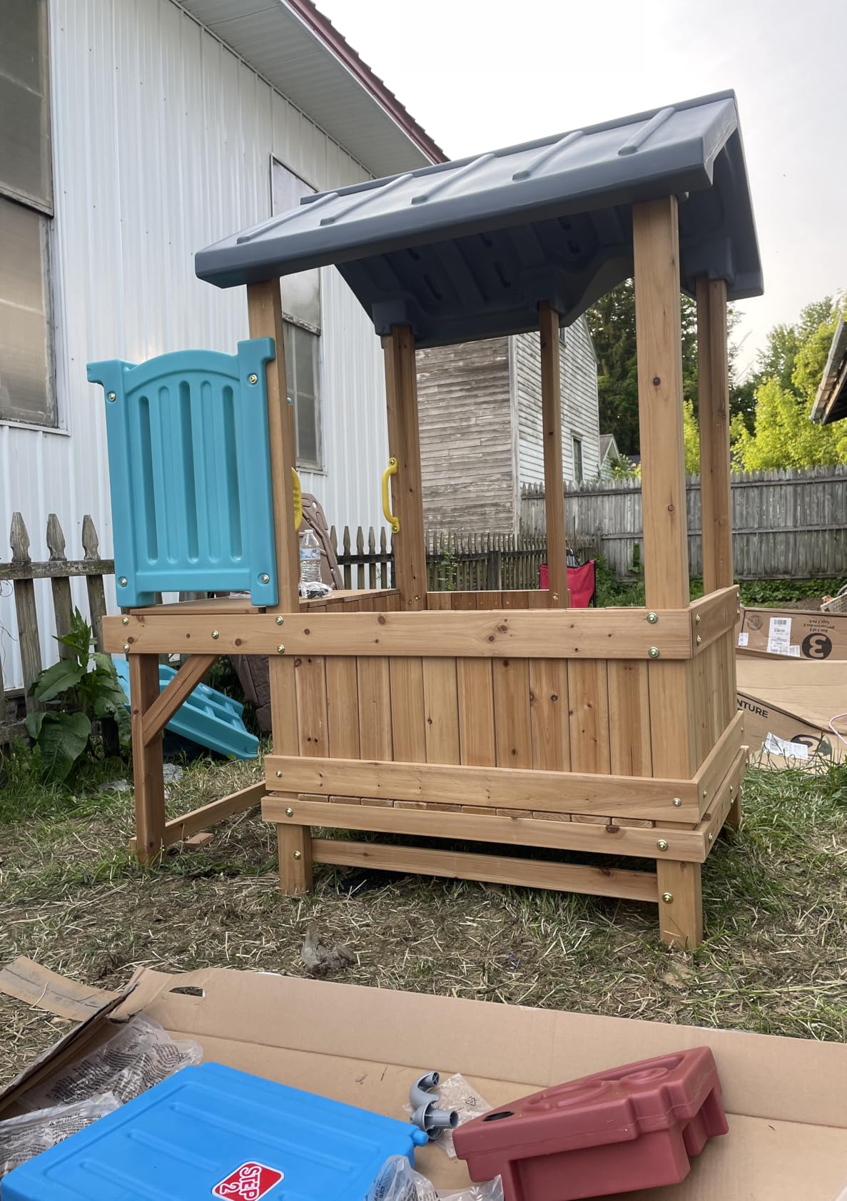 Step2 Woodland Adventure Playhouse & Slide, Kids Outdoor Playset, Backyard Playground Set, Swings, Storage Drawer, Made of Wood & Durable Plastic, Outside Jungle Gym, for Children 3-8 Years Old customer photo 1