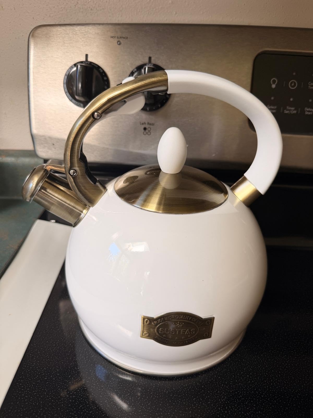 SUSTEAS Whistling Tea Kettle, 2.7QT Food Grade Stainless Steel Teapot, RED customer photo 1