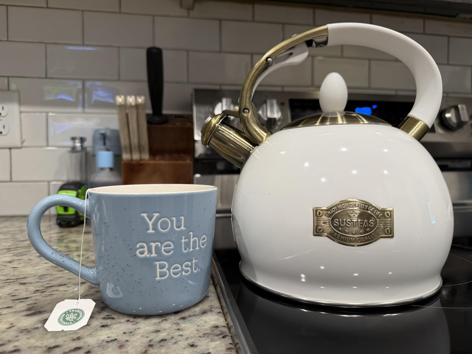 SUSTEAS Whistling Tea Kettle, 2.7QT Food Grade Stainless Steel Teapot, RED customer photo 2