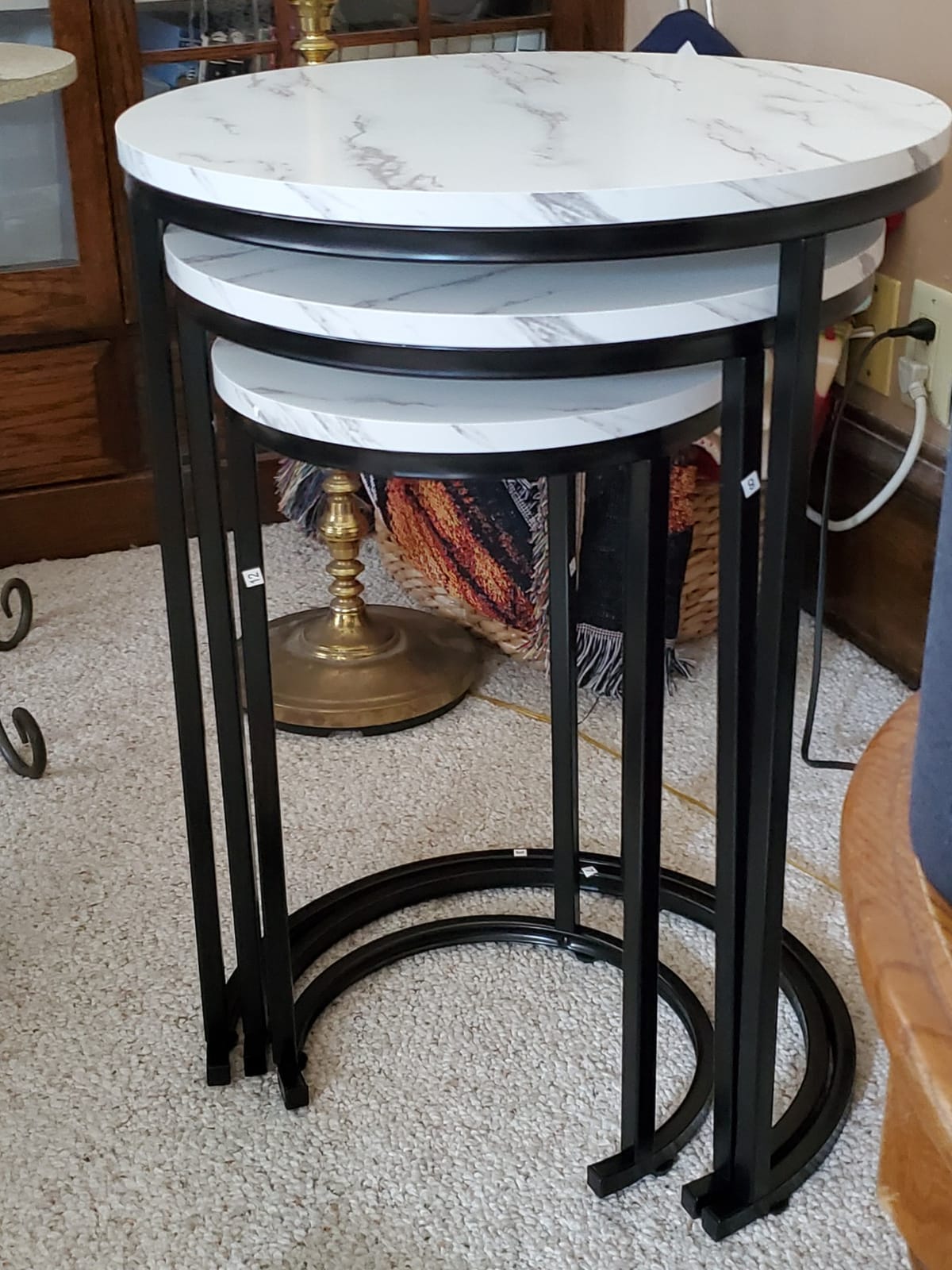 Lavish Home Round Nesting Tables Set of 3, Woodgrain-Look Top, Gray-Brown customer photo 1