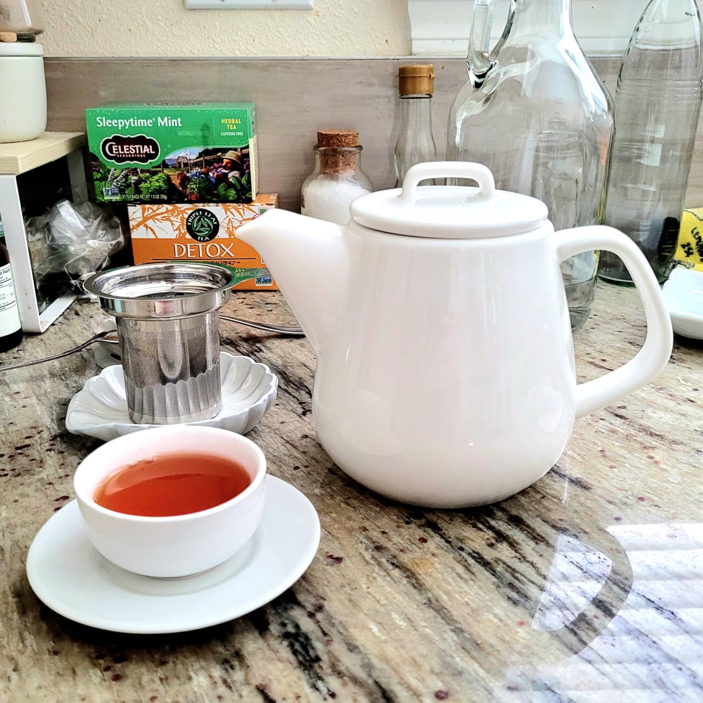 Sweejar Ceramic Tea Pots,30OZ Porcelain Teapot with Infuser(Jade) customer photo 1