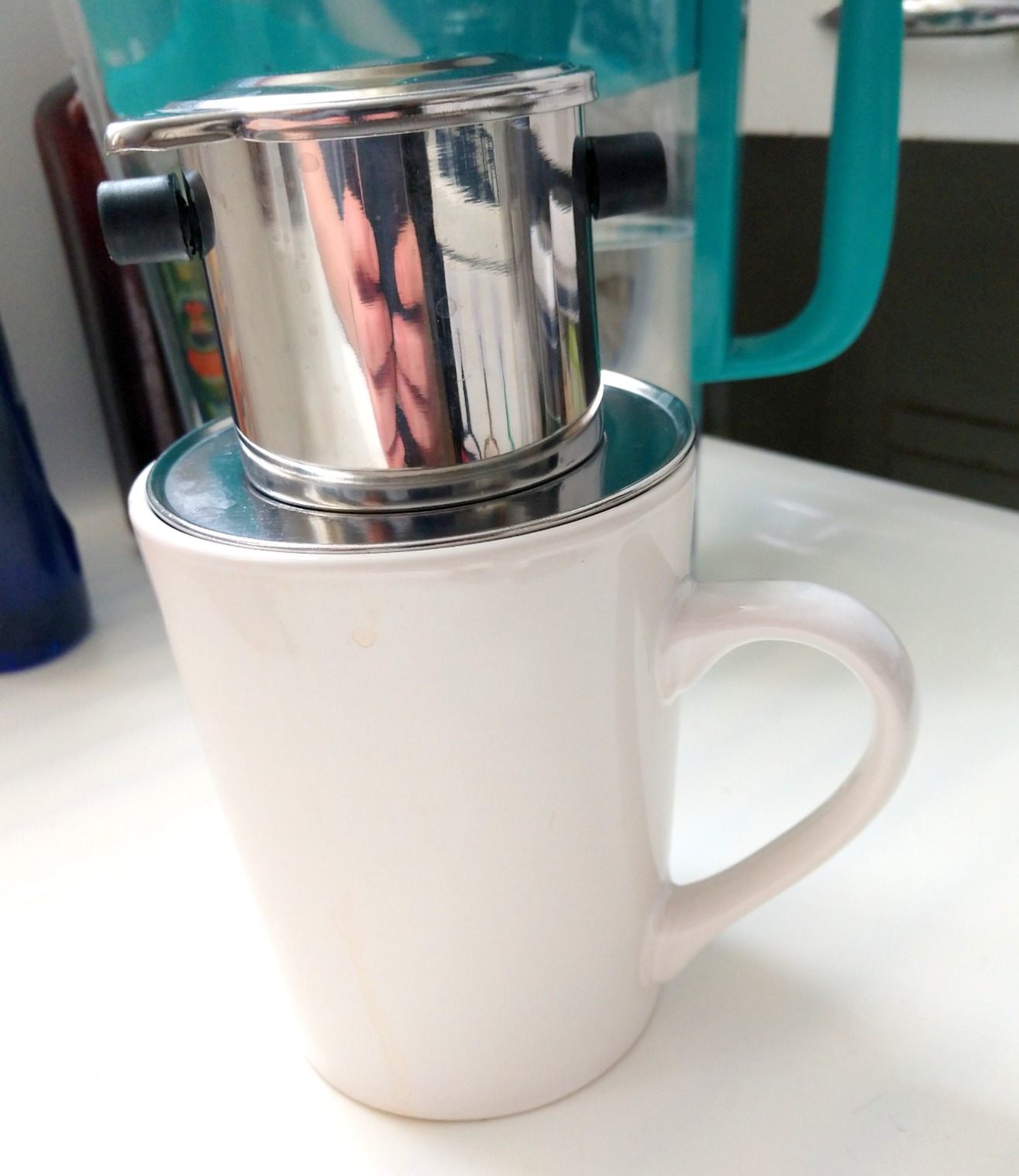 Vietnamese coffee maker filter set, French press style pour-over coffee dripper, Portable 1-cup single-serve reusable coffee press, 8oz medium (1) customer photo 1