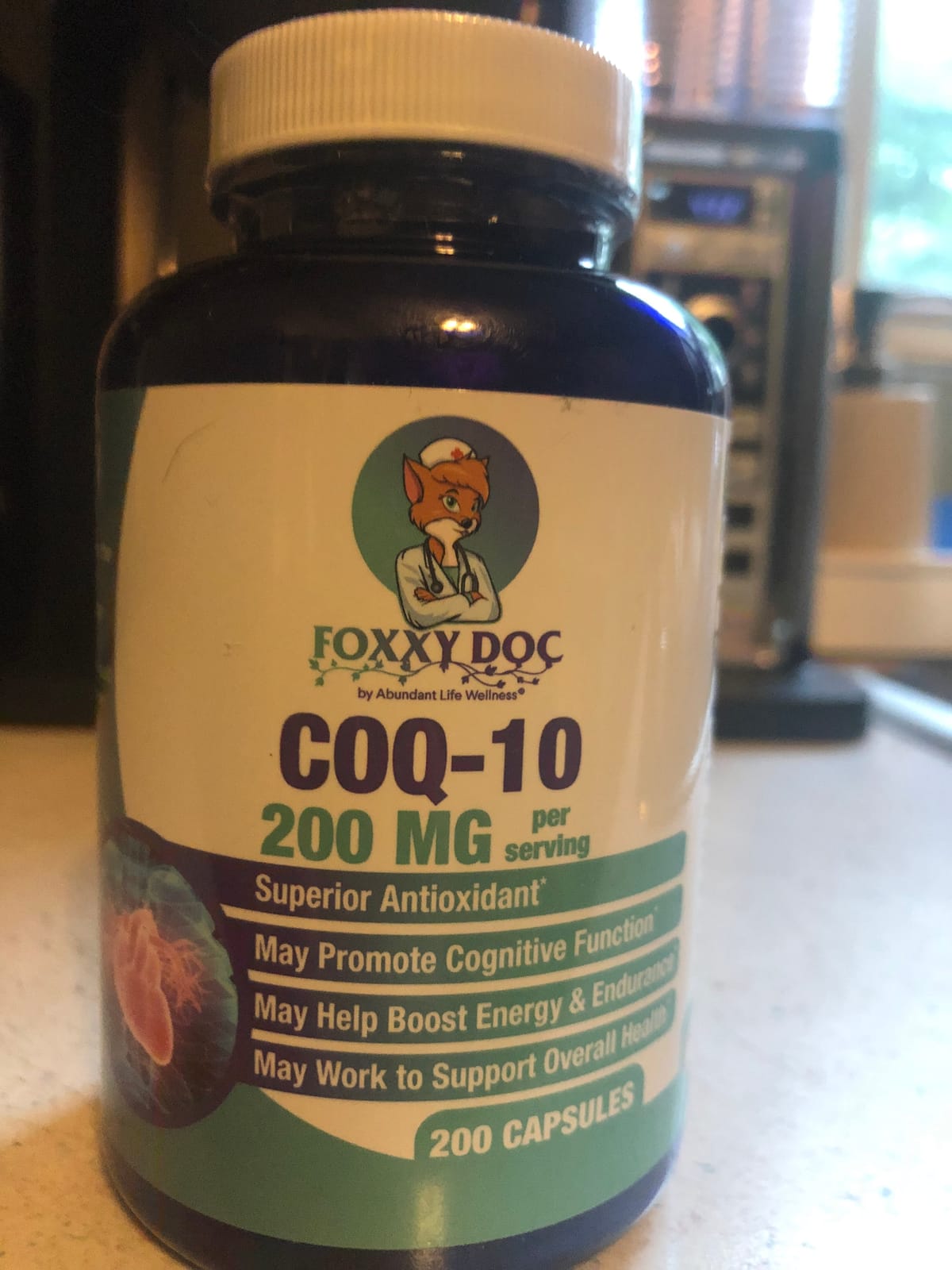 CoQ10 - Co-Enzyme Q10-200 mg - Excellent Value - 200 Caps - Quick Absorption - Veg. Caps - Non-GMO - Ubiquinone - Heart & Cellular Energy & Brain Supplement by Foxxy Doc customer photo 1