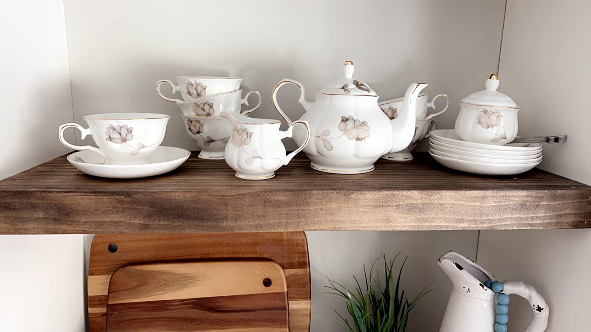 CHENP.HMC Porcelain Ceramic 22-Piece Tea Set, Teapot and Cup Set, 30.7 Ounces, for 6, Gift Sets, Tea or Coffee Lovers, Wedding, Birthday customer photo 2