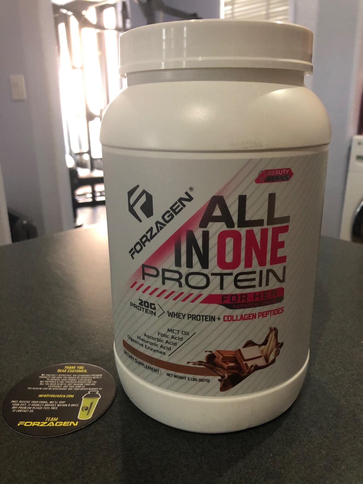 Forzagen All in One Protein for Her | Women’s Protein Powder with Multi Collagen Peptides | Hydrolyzed Collagen Supplement, Gut Health, Great for Pre & Post Workout | Dutch Chocolate, 30+ Servings customer photo 2