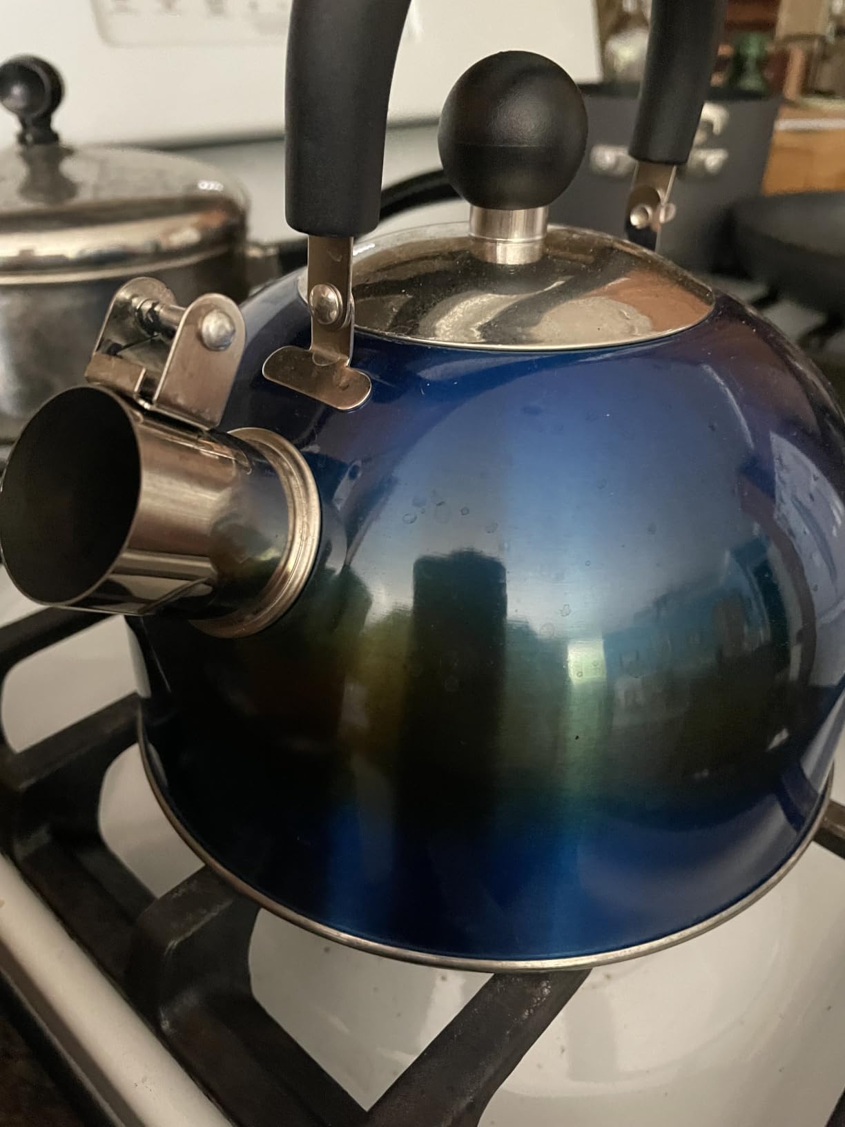 Lily's Home 2 Quart Stainless Steel Whistling Tea Kettle, the Perfect Stovetop Tea and Water Boilers for Your Home, Dorm, Condo or Apartment. Red customer photo 1