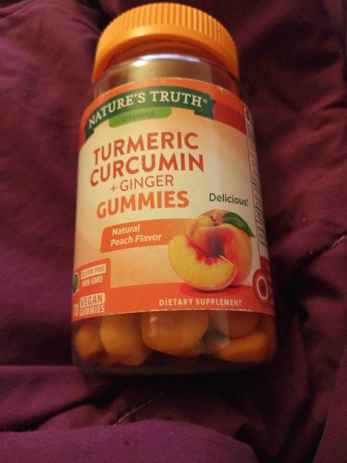Nature's Truth Turmeric and Ginger Gummies | 70 Count | Peach Flavor customer photo 1