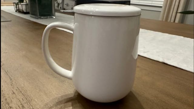 Sweese 20oz Porcelain Teacup with Infuser and Lid, Large Tea Mug for Loose Tea - Microwave and Dishwasher Safe, Insulated, Modern Design for Tea Lovers customer photo 2