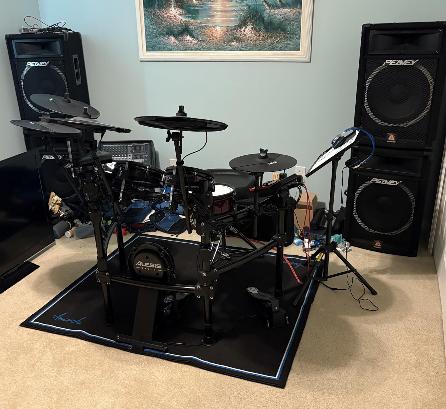 Aucuda Drum Rug Mat Non Slip 4x6 ft for Electric Set, Black Drumming Carpet customer photo 1