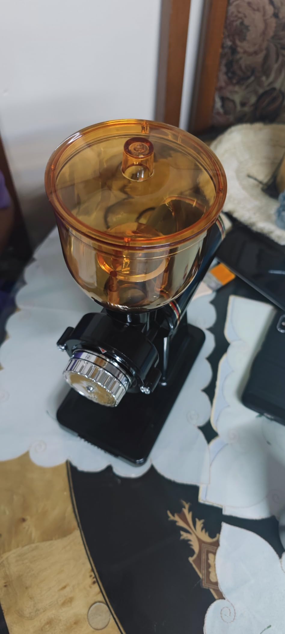Huanyu 60mm Flat Burr Coffee Grinder, 8 Grind Settings for Home Brew Black customer photo 1