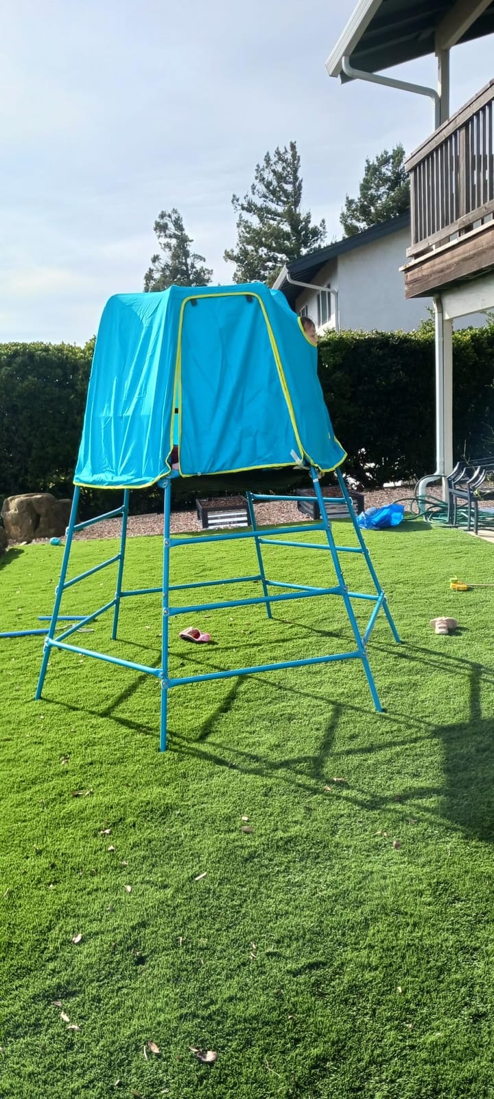 Explorer 2 Jungle Gym Climbing Set with Adjustable Steel Frame, Weather-Resistant Canopy & Platform, Outdoor Playset and Playground Equipment for Kids Ages 3-12, 220 lbs Capacity customer photo 1