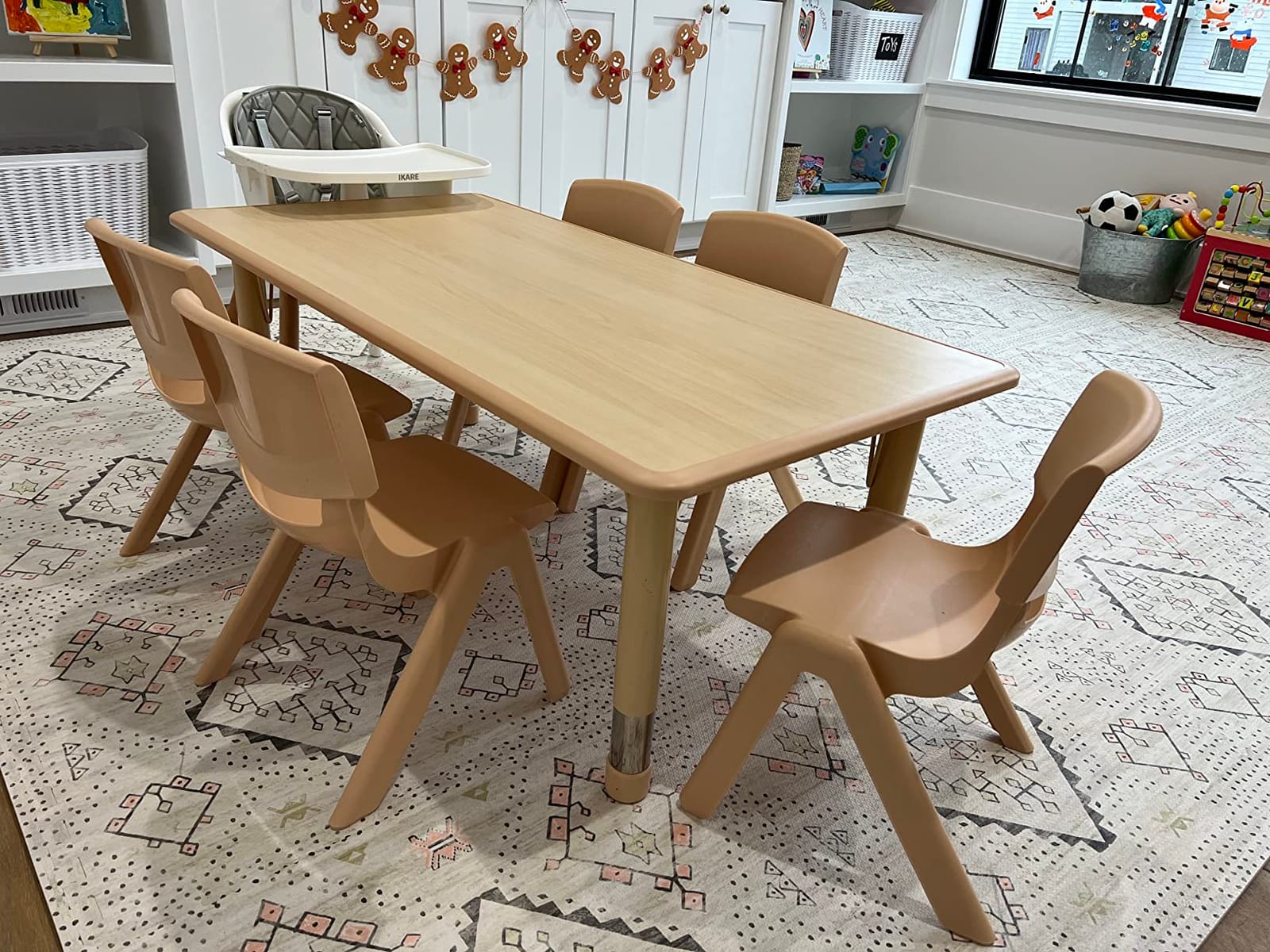 Flash Furniture Kids 47.25x23.6 in Activity Table with 6 Chairs, Natural customer photo 2