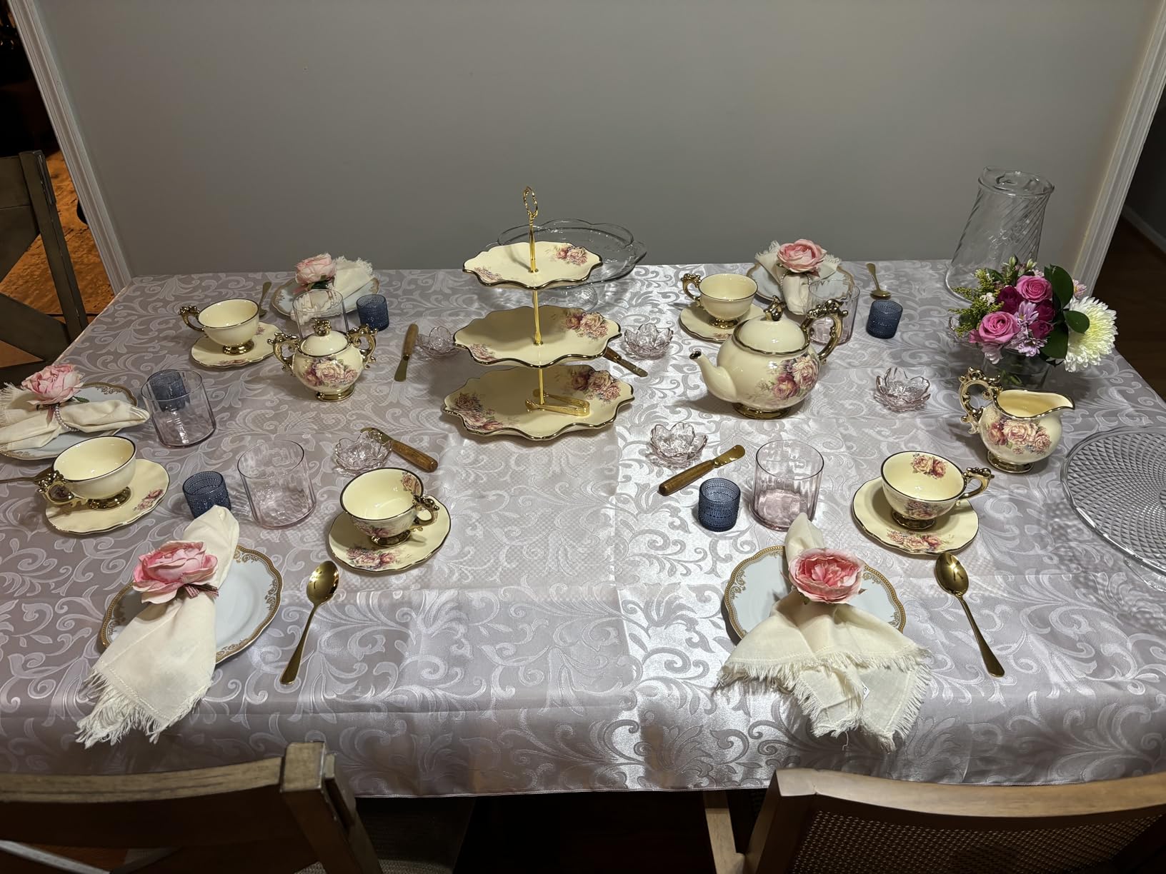 fanquare 15 Pieces British Porcelain Tea Set, Floral Vintage China Coffee Set, Wedding Tea Service for Adult, Big Tea Cup customer photo 1
