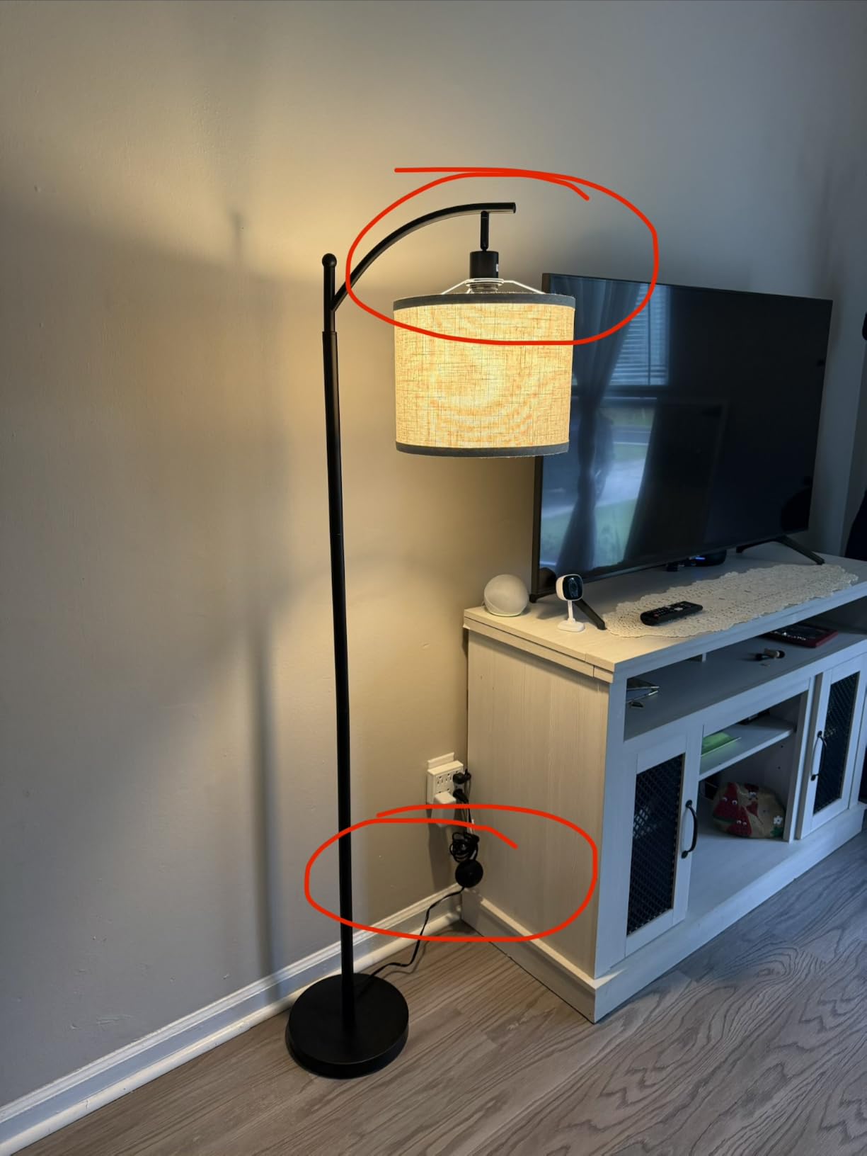 ROTTOGOON Floor Lamp for Living Room with 3 Color Temperatures LED Bulb, Standing Lamp Tall Industrial Floor Lamp Reading for Bedroom, Office (9W LED Bulb, Beige Lampshade Included) -Black customer photo 2