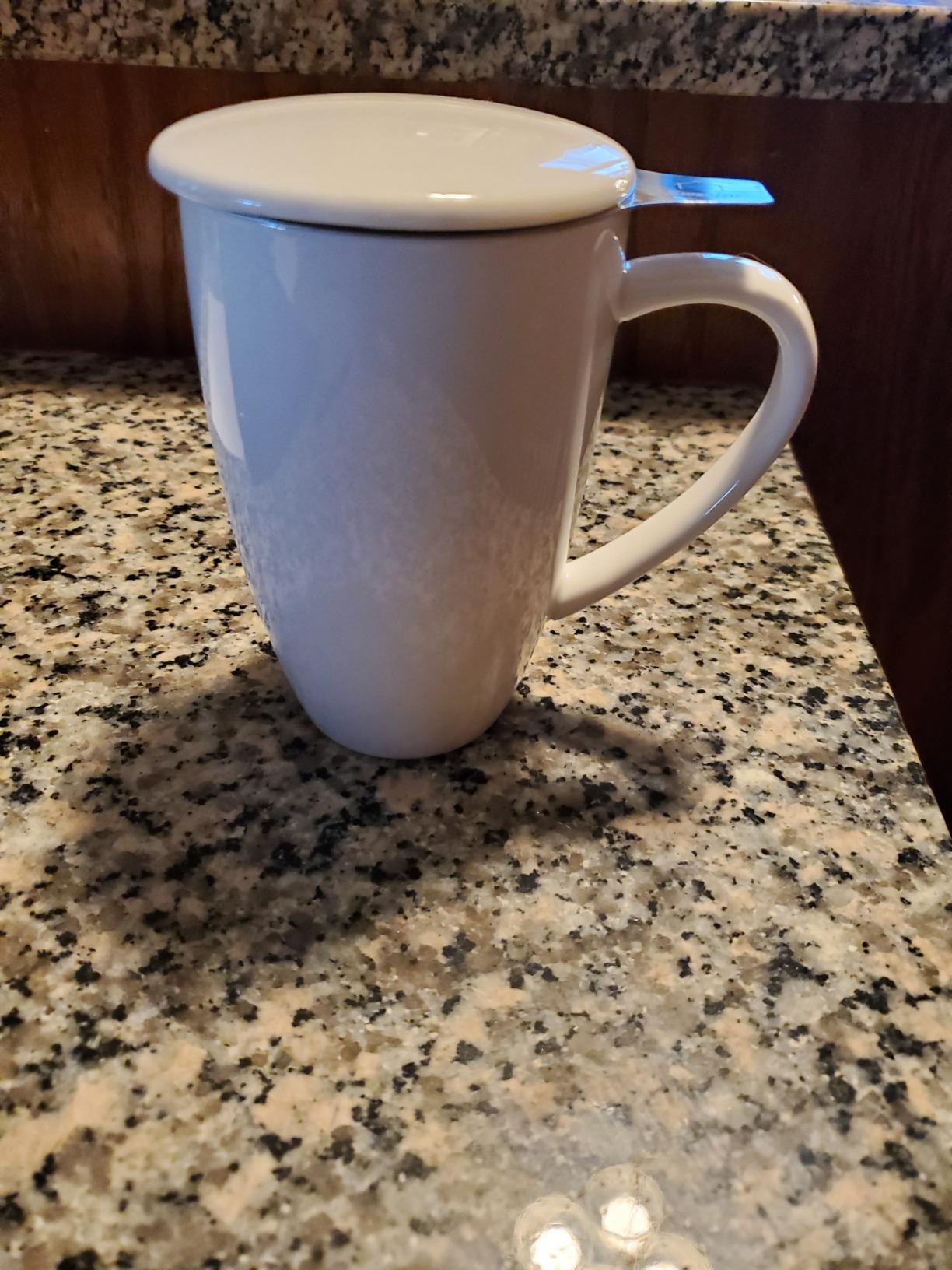 Sweejar Porcelain Tea Infuser Mug with Lid, 16 oz Teacup with Strainers for Loose Leaf Tea, Microwave and Dishwasher Safe Coffee Mug(Purple) customer photo 2