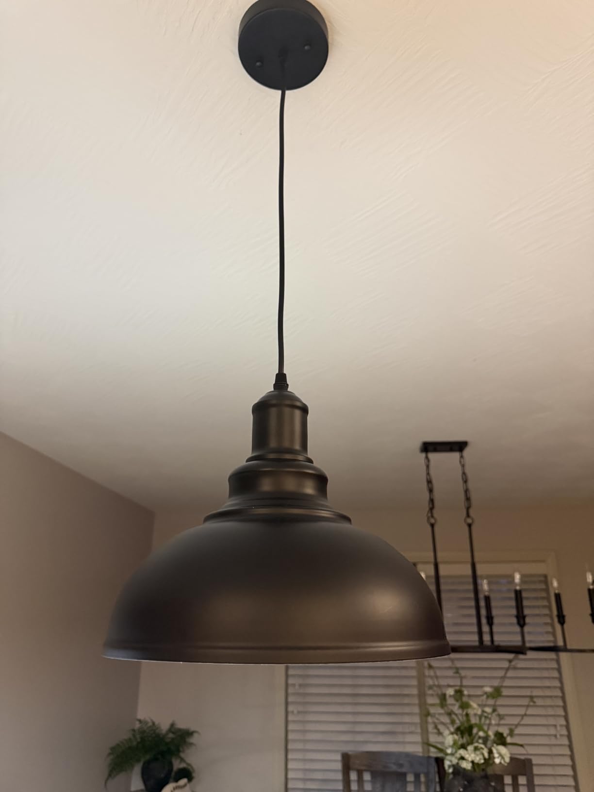 LOEHINLE Pendant Lighting Vintage Industrial Fixtures, Black Metal Farmhouse Lights, Ceiling Lamp for Kitchen Home Island Dining Room Bedroom, 11.4 inches customer photo 1
