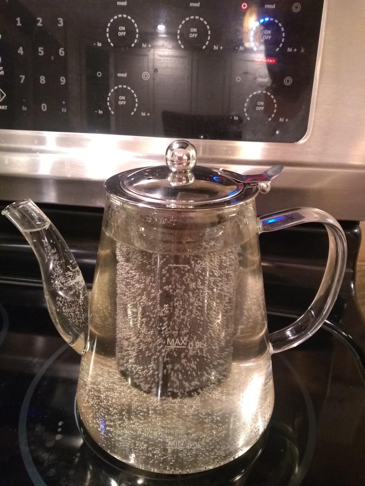 Glass Teapot, 1200ml (40oz) Tea Pot with Infuser for Loose Tea and Blooming Tea, Stovetop Safe Tea Kettle, Hand Crafted Borosilicate Glass Tea Maker with Scale Line, Tea Gift Set for Tea Lovers customer photo 1