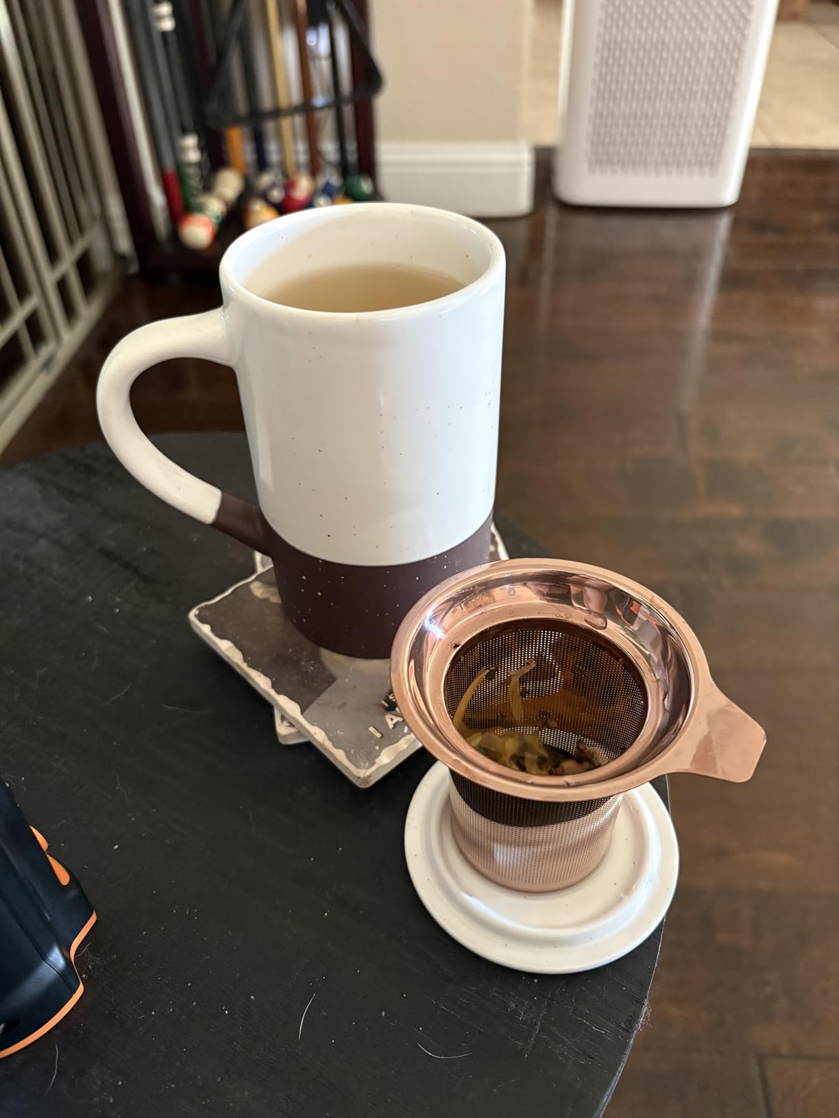 Mora Ceramics Tea Cup with Loose Leaf Infuser, Spoon and Lid, 12 oz, Microwave and Dishwasher Safe Coffee Mug - Rustic Matte Ceramic Glaze, Modern Herbal Tea Strainer - Great Gift for Women, Flint customer photo 2