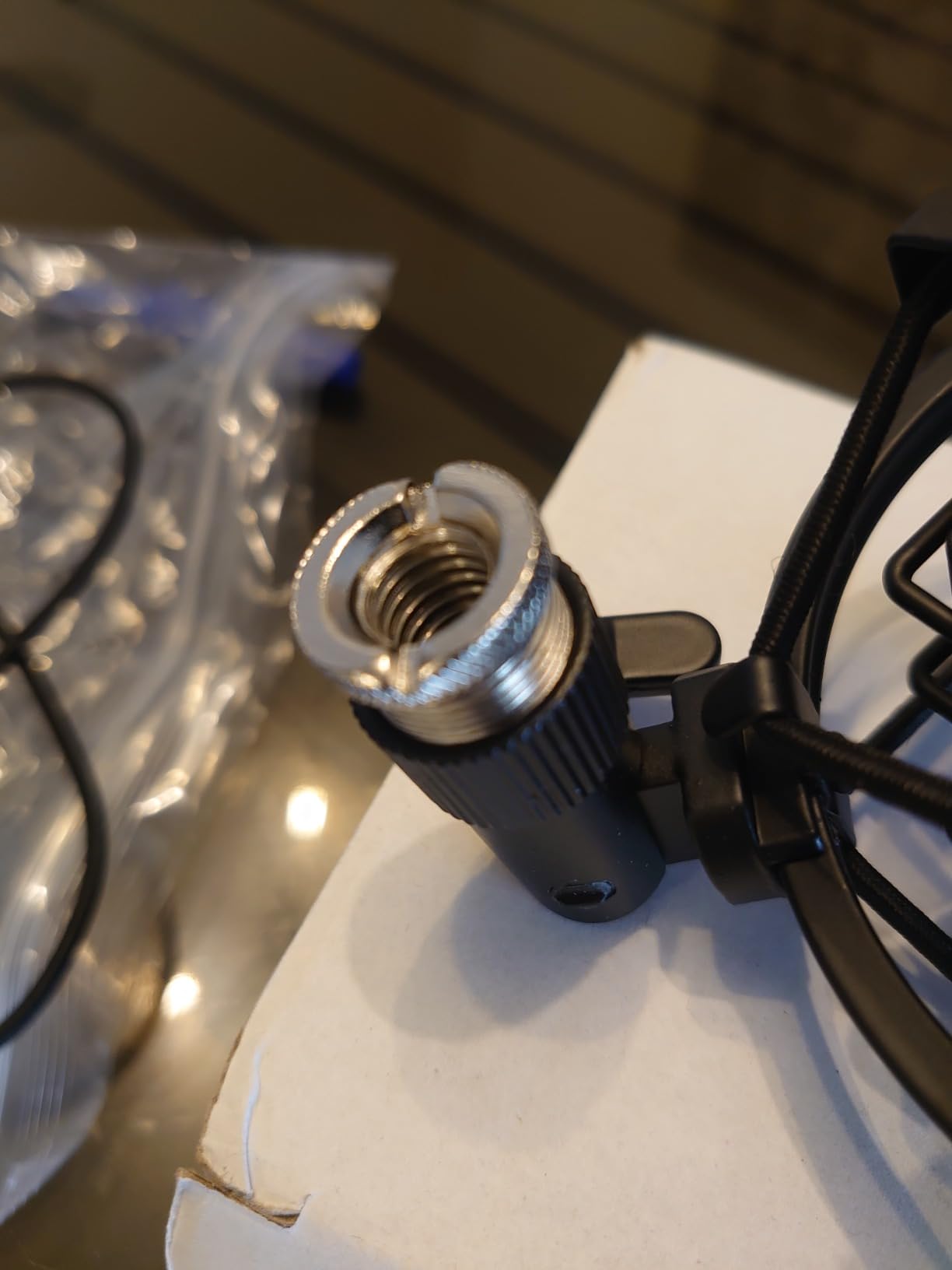 Microphone Shock Mount Mic Holder, Anti-Vibration Suspension Shock Mount Mic Holder Clip for 43mm-47mm Diameter Condenser Microphone customer photo 2