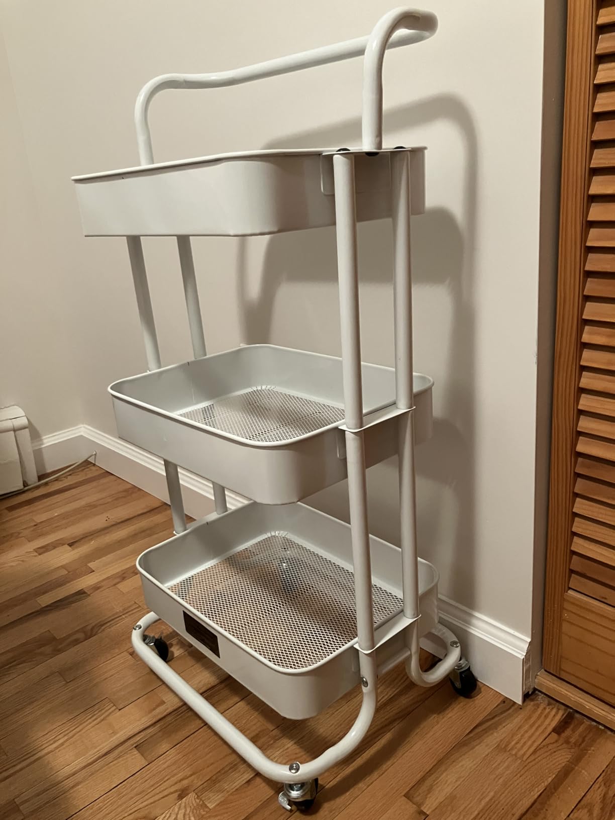 Pipishell 3 Tier Rolling Cart, Utility Cart with Wheels & Handle, White customer photo 2