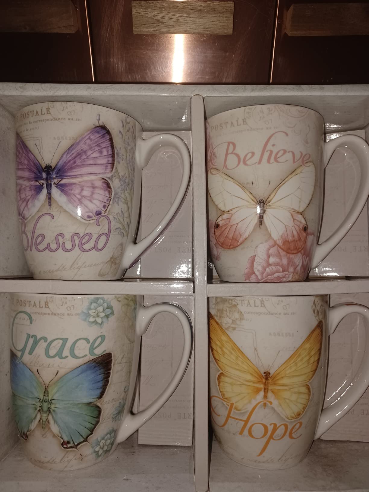 Christian Art Gifts Ceramic Mug Set-Butterflies (Set Of 4) customer photo 1