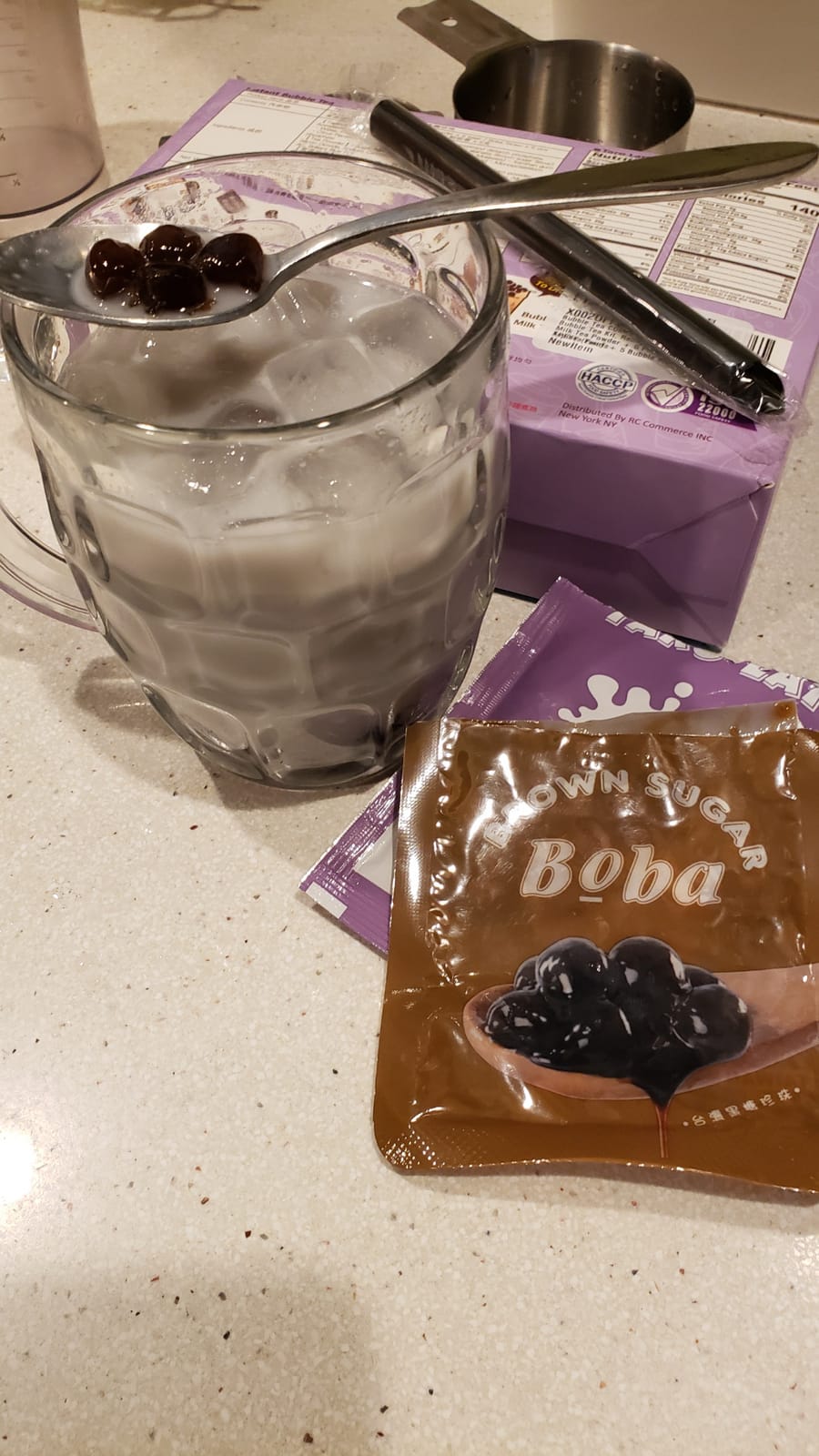 Bubble Tea COMPLETE SET. BEST DIY Boba/Bubble Tea Kit, Ready In 45 Seconds, 5 Packs Milk Tea Powder + 5 Packs Brown Sugar Tapioca Pearls+ 5 Bubble tea Straws By APEXY, Taro customer photo 1